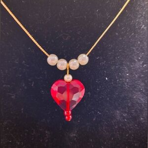 Hand Crafted Red Heart Pendant Necklace